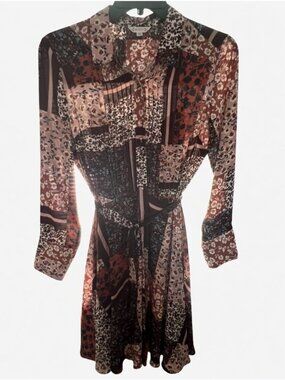 Nanette Lepore Womens Floral Patchwork Long Sleeve Fancy Shirt  Dress With Slip